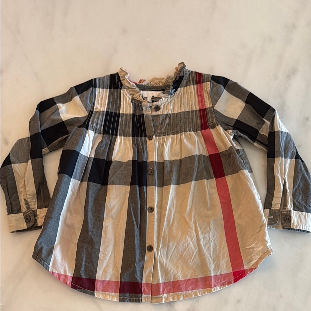 Burberry Black and Red Plaid Blouse with Classic Tartan Design